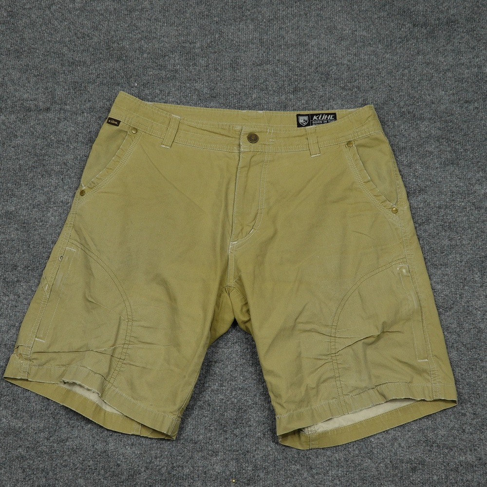 Kuhl Shorts Men 33 Tan Cotton Nylon Utility Hiking Cargo Mountain Trail